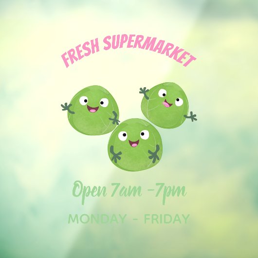 Funny Brussels spruitgroenten cartoon Raamsticker (Vel 3)