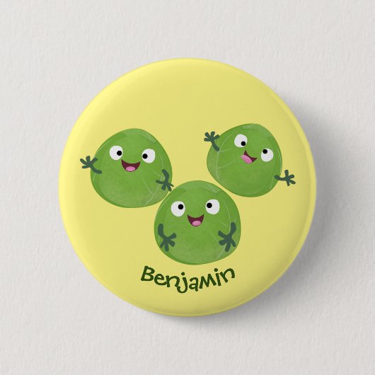 Funny Brussels spruitgroenten cartoon Ronde Button 5,7 Cm (Voorkant)
