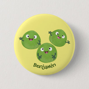 Funny Brussels spruitgroenten cartoon Ronde Button 5,7 Cm