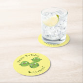 Funny Brussels spruitgroenten cartoon Ronde Kartonnen Onderzetter (Insitu)