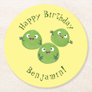 Funny Brussels spruitgroenten cartoon Ronde Kartonnen Onderzetter