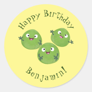 Funny Brussels spruitgroenten cartoon Ronde Sticker