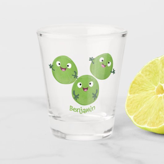 Funny Brussels spruitgroenten cartoon Shot Glas (Voorkant)