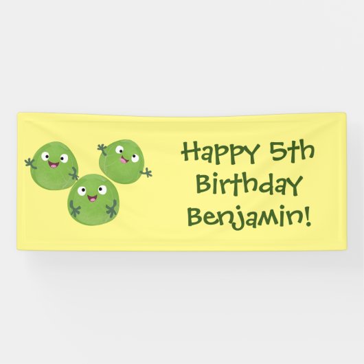 Funny Brussels spruitgroenten cartoon Spandoek (Horizontaal)