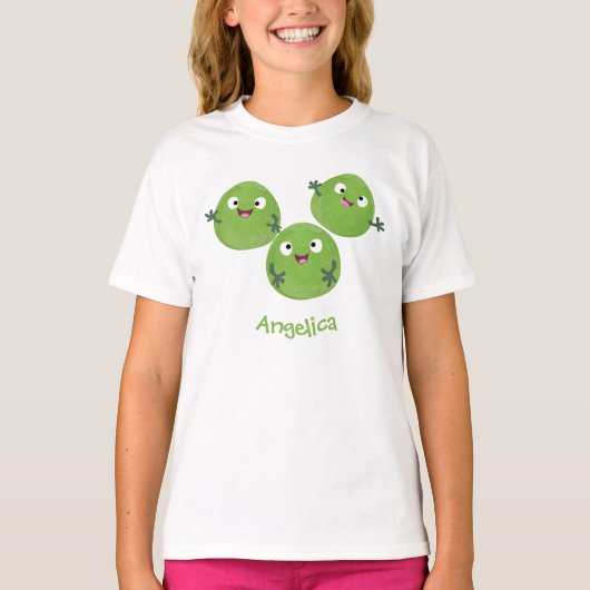 Funny Brussels spruitgroenten cartoon T-shirt (Voorkant)