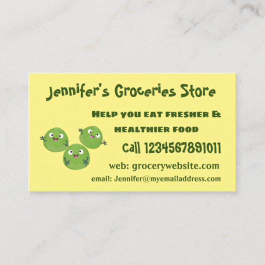 Funny Brussels spruitgroenten cartoon Visitekaartje (Voorkant)