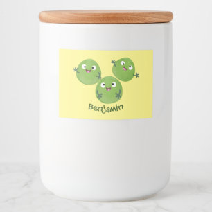 Funny Brussels spruitgroenten cartoon Voedselcontainer Etiket