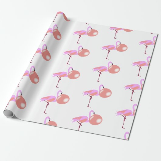 Funny Bubble Gum Flamingo Bgloing Bubble Cadeaupapier (Uitgerold)