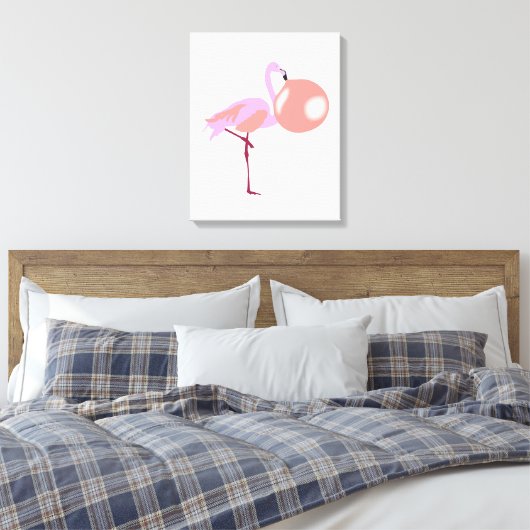 Funny Bubble Gum Flamingo Bgloing Bubble Canvas Afdruk (Insitu (Slaapkamer))