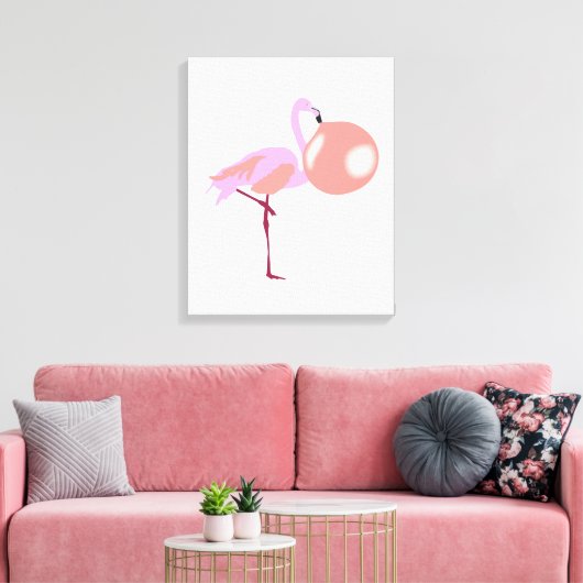 Funny Bubble Gum Flamingo Bgloing Bubble Canvas Afdruk (Insitu (Woonkamer))