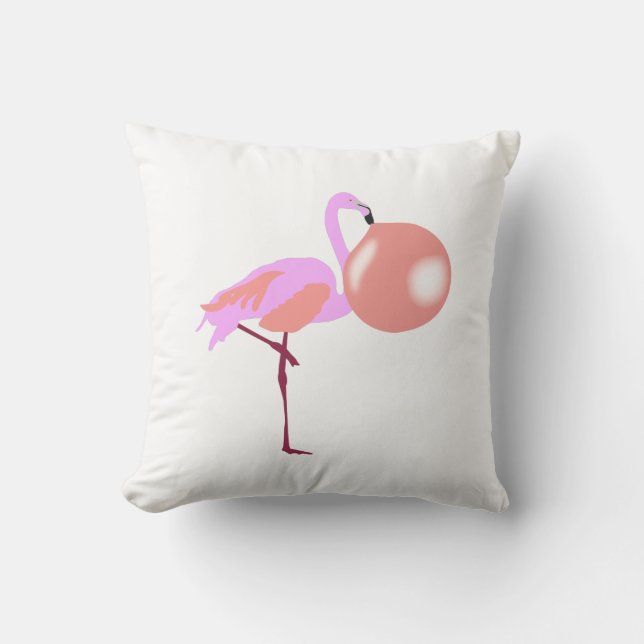 Funny Bubble Gum Flamingo Bgloing Bubble Kussen (Voorkant)