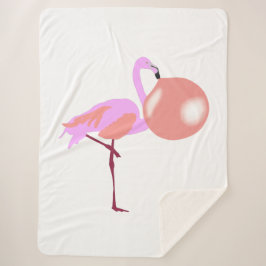 Funny Bubble Gum Flamingo Bgloing Bubble Sherpa Deken