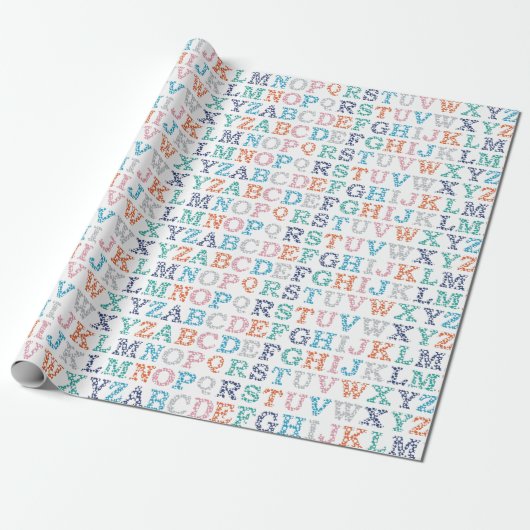 Funny Bubble Rainbow Alpbabet Cadeaupapier (Uitgerold)