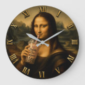 Funny Bubble Tea Mona Lisa  Grote Klok (Voorkant)