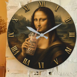 Funny Bubble Tea Mona Lisa Grote Klok