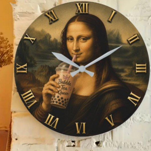 Funny Bubble Tea Mona Lisa  Grote Klok