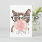 Funny Bubblegum Cat Bedankkaart (Staand voorkant)