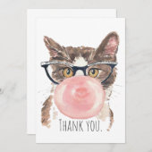 Funny Bubblegum Cat Bedankkaart (Voorkant / Achterkant)
