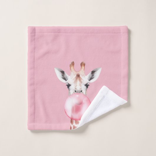 Funny Bubblegum Giraffe Bad Handdoek (Wasdoekje)