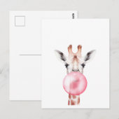 Funny Bubblegum Giraffe Briefkaart (Voorkant / Achterkant)