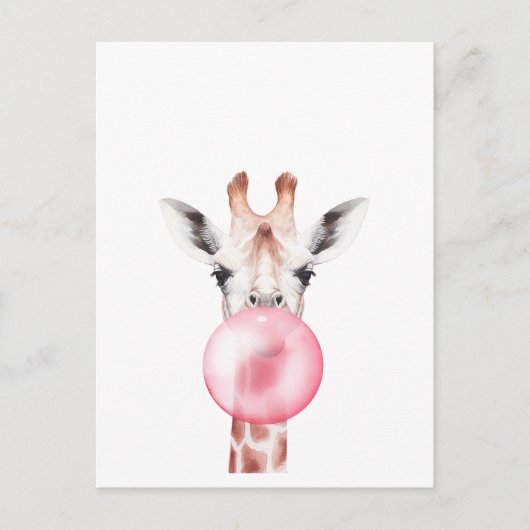 Funny Bubblegum Giraffe Briefkaart (Voorkant)