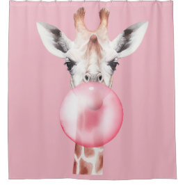 Funny Bubblegum Giraffe Douchegordijn