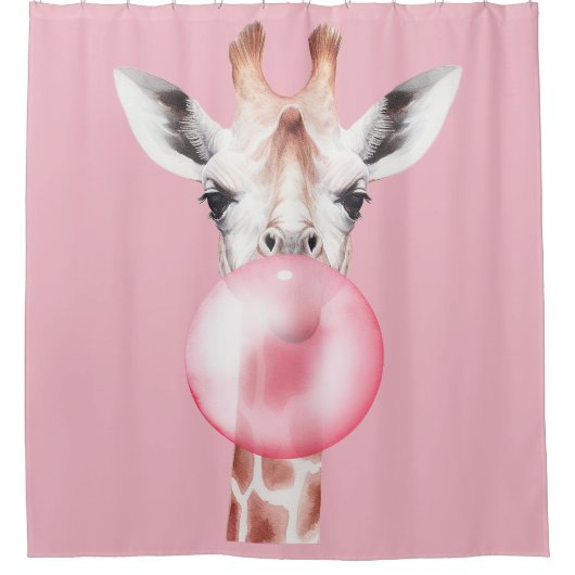 Funny Bubblegum Giraffe Douchegordijn (Voorkant)
