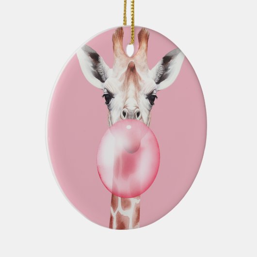 Funny Bubblegum Giraffe Keramisch Ornament (Rechts)