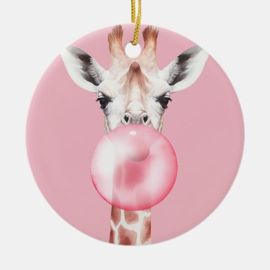 Funny Bubblegum Giraffe Keramisch Ornament (Voorkant)