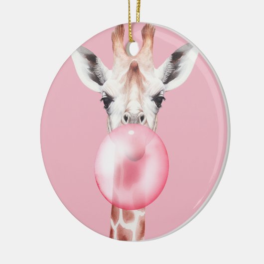 Funny Bubblegum Giraffe Keramisch Ornament (Links)