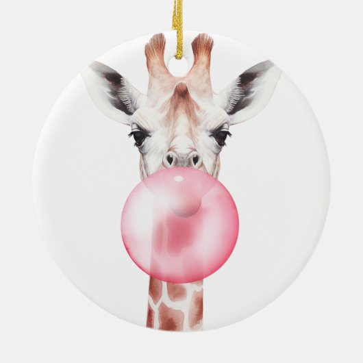Funny Bubblegum Giraffe Keramisch Ornament (Achterkant)