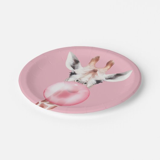 Funny Bubblegum Giraffe Papieren Bordje (Gekanteld)