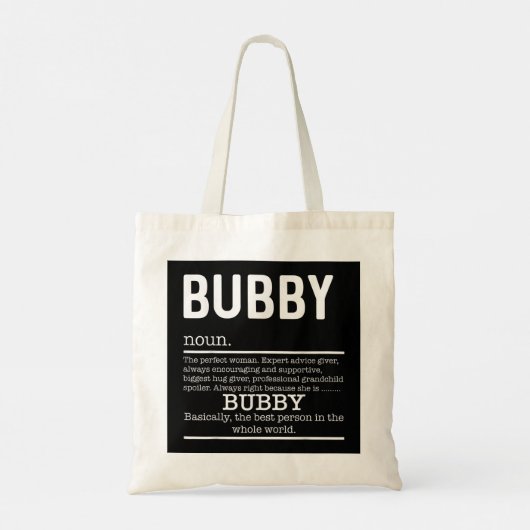 Funny Bubby Definition Grandma Moederdag Gifts Tote Bag (Achterkant)