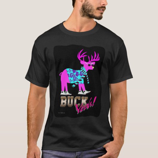 Funny Buck Ja Neon Reindeer T-shirt (Voorkant)