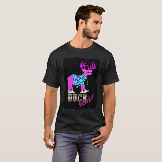 Funny Buck Ja Neon Reindeer T-shirt (Voorkant volledig)