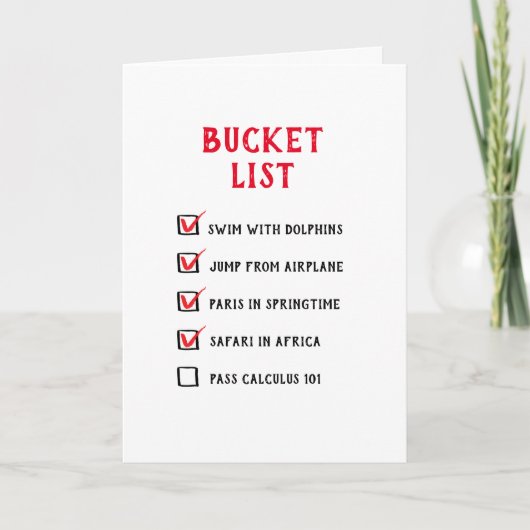 Funny Bucket List - Verjaardagspensioen Afstuderen Kaart (Voorkant)