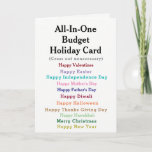 Funny Budget Holiday Card Feestdagen Kaart<br><div class="desc">Pick any foliday you want!
It's a funny any foliday budget card
Give it to someone with a sense of humour!</div>