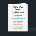 Funny Budget Holiday Card Feestdagen Kaart<br><div class="desc">Pick any foliday you want!
It's a funny any foliday budget card
Give it to someone with a sense of humour!</div>