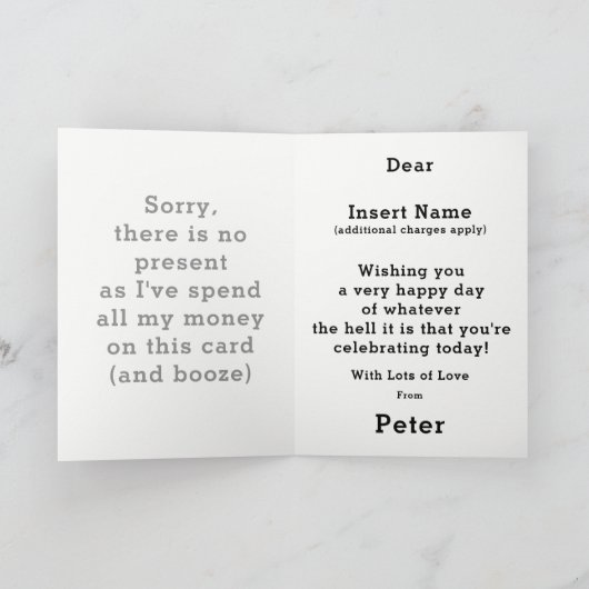 Funny Budget Holiday Kaart (Binnen)