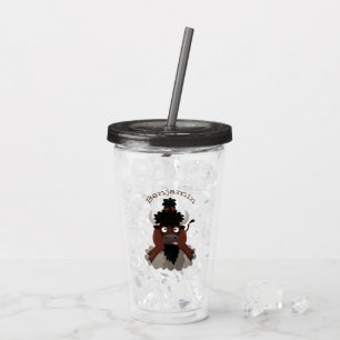 Funny buffalo bison cartoon illustratie acryl drinkbeker