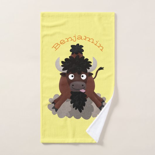 Funny buffalo bison cartoon illustratie bad handdoek (Handdoek)