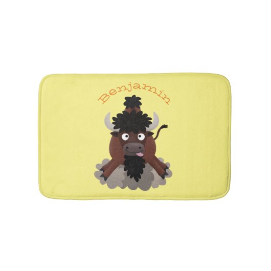 Funny buffalo bison cartoon illustratie badmat (Voorkant)