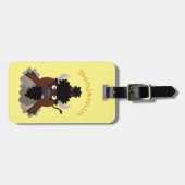 Funny buffalo bison cartoon illustratie bagagelabel (Voorkant horizontaal)