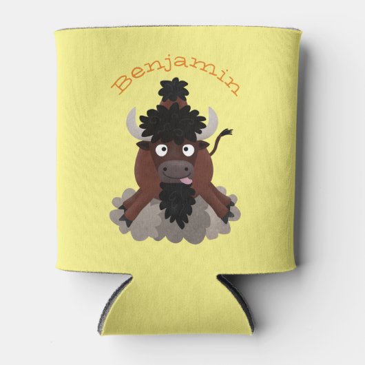 Funny buffalo bison cartoon illustratie blikjeskoeler (Voorkant)