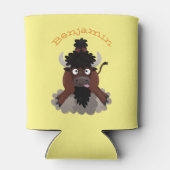 Funny buffalo bison cartoon illustratie blikjeskoeler (Achterkant)