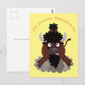 Funny buffalo bison cartoon illustratie briefkaart (Voorkant / Achterkant)