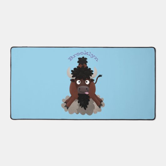 Funny buffalo bison cartoon illustratie bureaumat (Voorkant)