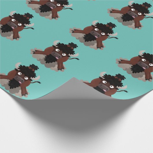 Funny buffalo bison cartoon illustratie cadeaupapier (Hoek)