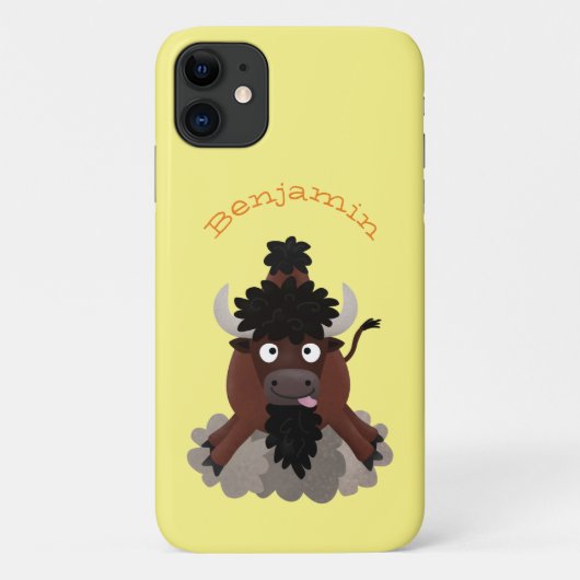 Funny buffalo bison cartoon illustratie Case-Mate iPhone case (Achterkant)