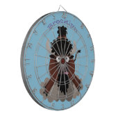 Funny buffalo bison cartoon illustratie dartbord (Voorkant Links)